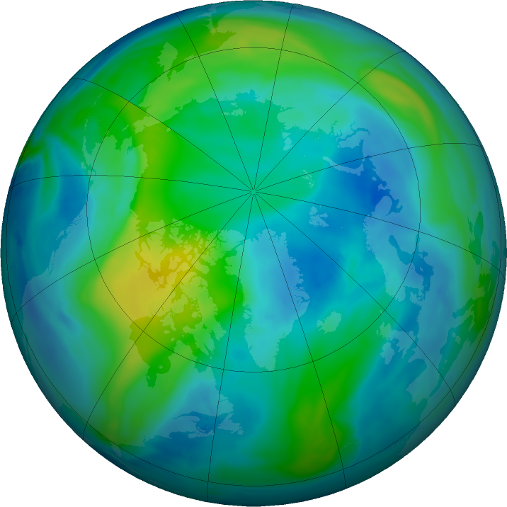 Arctic ozone map for 25 October 2017